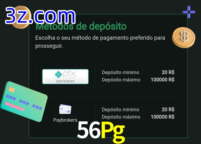 O cassino 56Pg oferece uma grande variedade de métodos de pagamento
